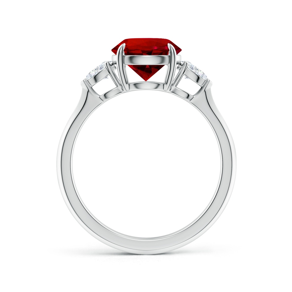 8mm Labgrown Lab-Grown Round Ruby and Pear Diamond Three Stone Engagement Ring in White Gold Side 199