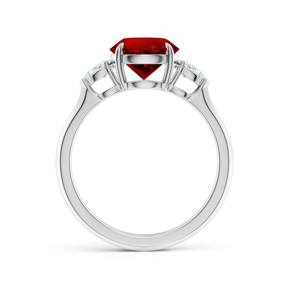 8mm Labgrown Lab-Grown Round Ruby and Pear Diamond Three Stone Engagement Ring in White Gold side 199