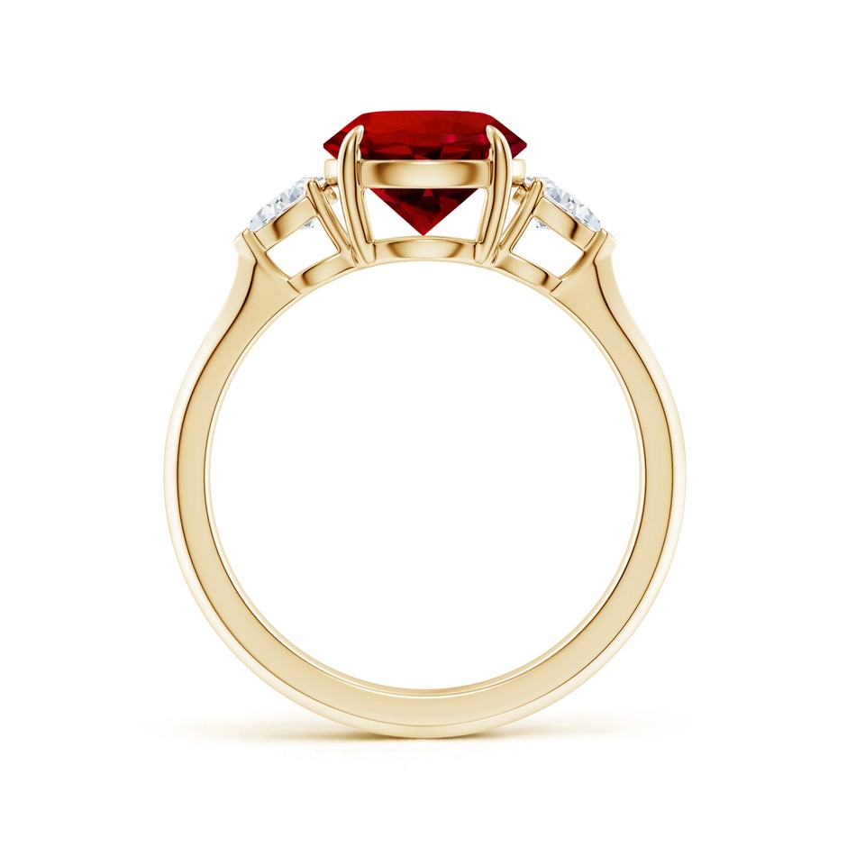 8mm Labgrown Lab-Grown Round Ruby and Pear Diamond Three Stone Engagement Ring in Yellow Gold side 199