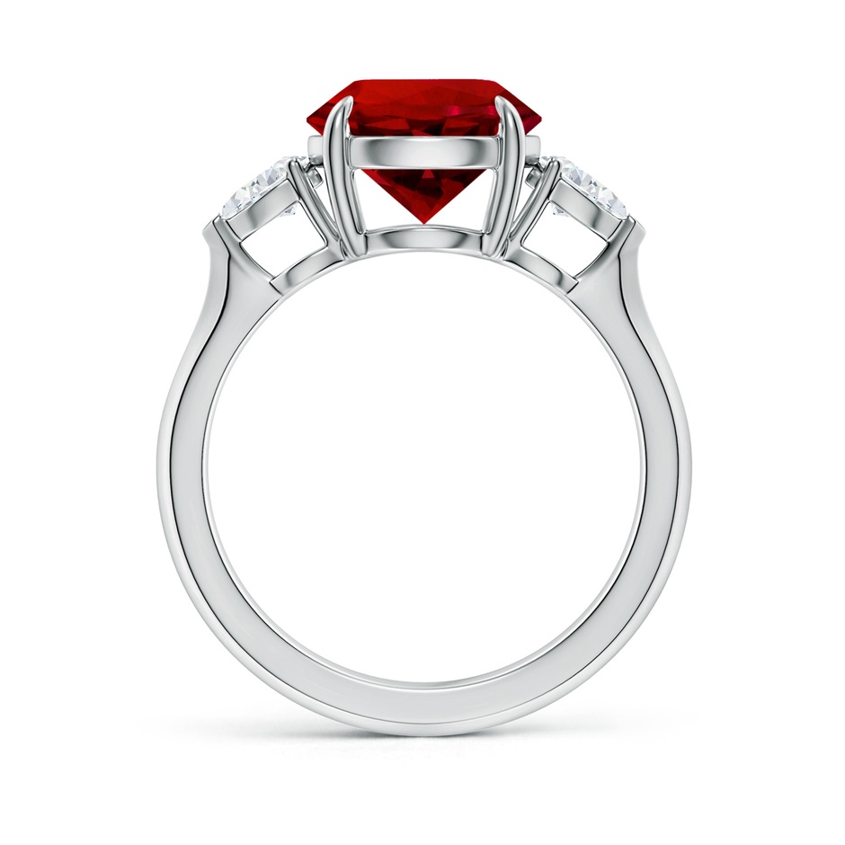 9mm Labgrown Lab-Grown Round Ruby and Pear Diamond Three Stone Engagement Ring in 18K White Gold side 199