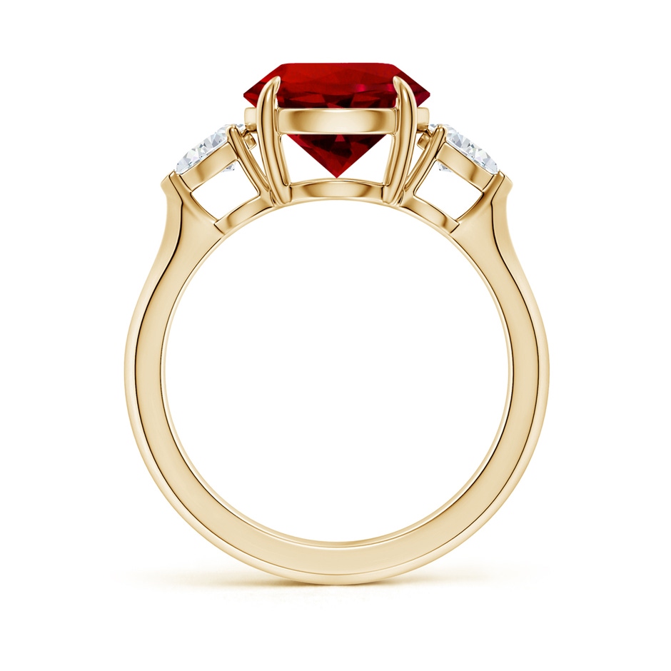 9mm Labgrown Lab-Grown Round Ruby and Pear Diamond Three Stone Engagement Ring in 18K Yellow Gold side 199