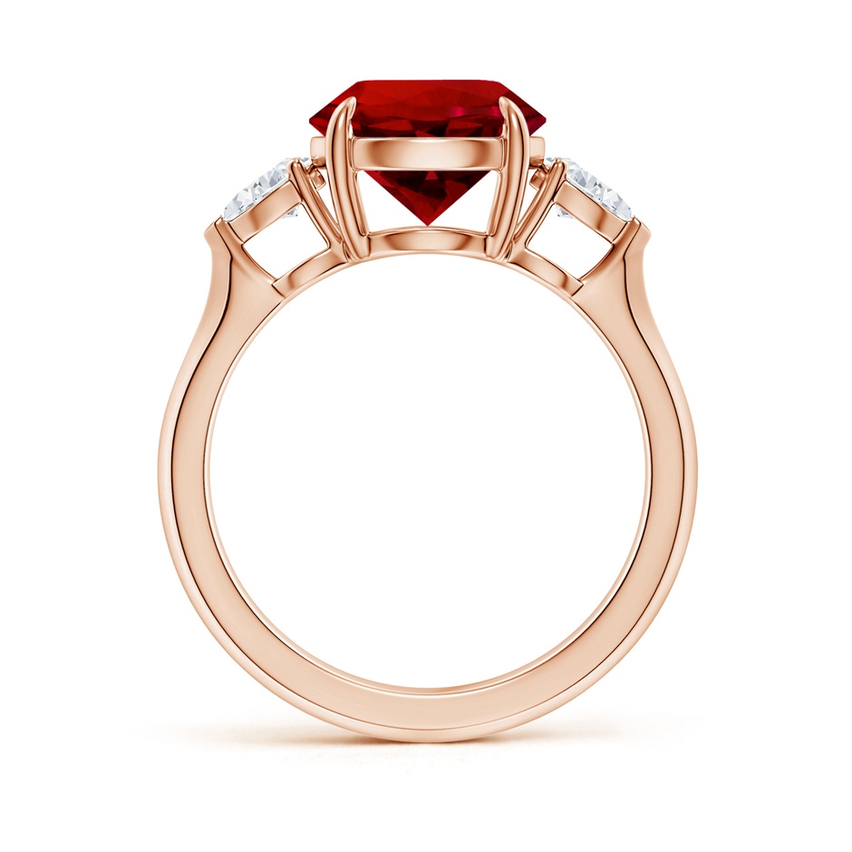 9mm Labgrown Lab-Grown Round Ruby and Pear Diamond Three Stone Engagement Ring in Rose Gold side 199
