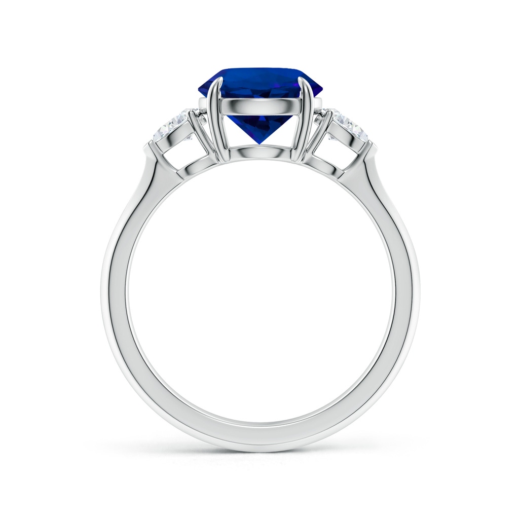 8mm Labgrown Lab-Grown Round Blue Sapphire and Pear Diamond Three Stone Engagement Ring in White Gold Side 199
