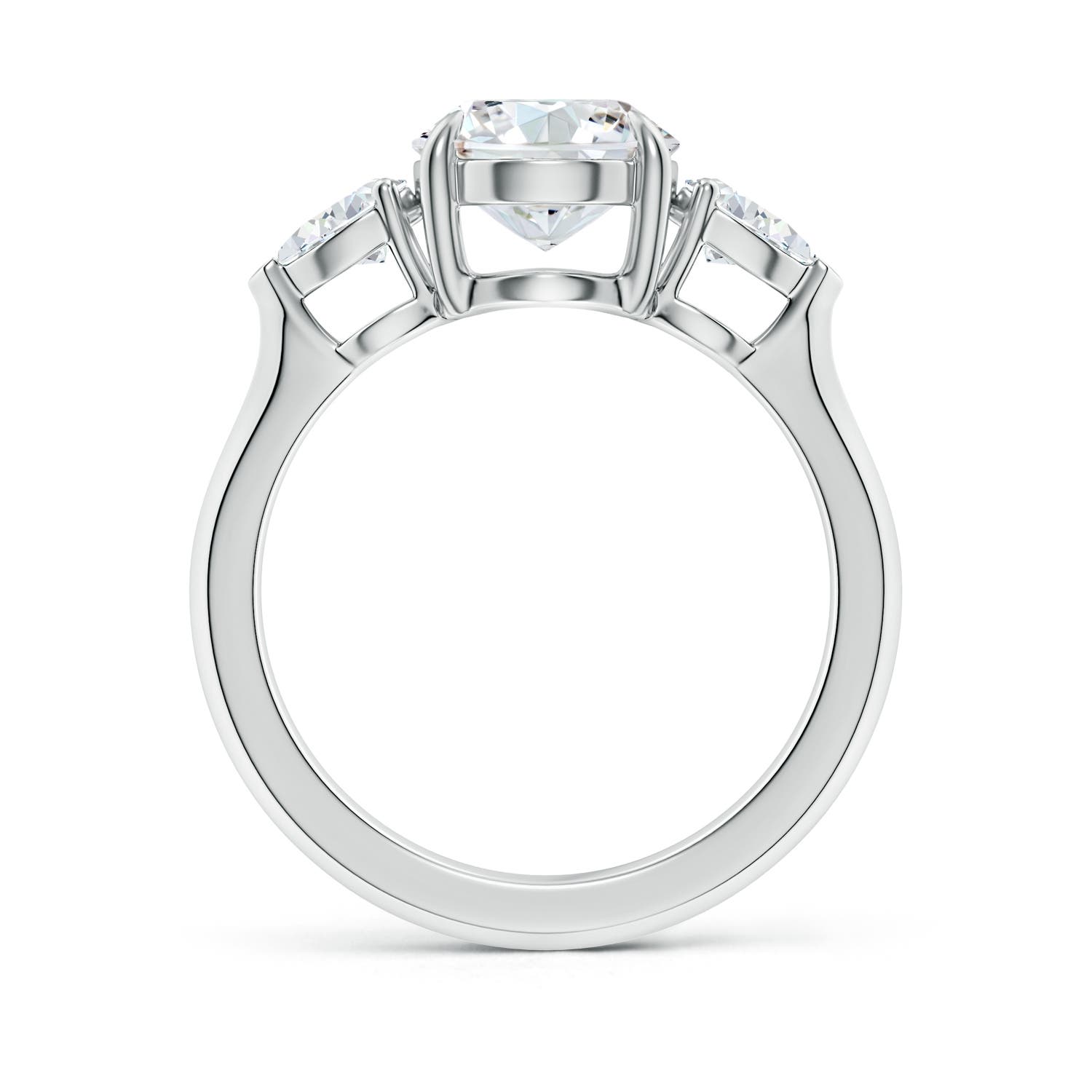 10x8mm FGVS Lag-Grown Oval Diamond and Pear Diamond Three Stone Engagement Ring in 18K White Gold