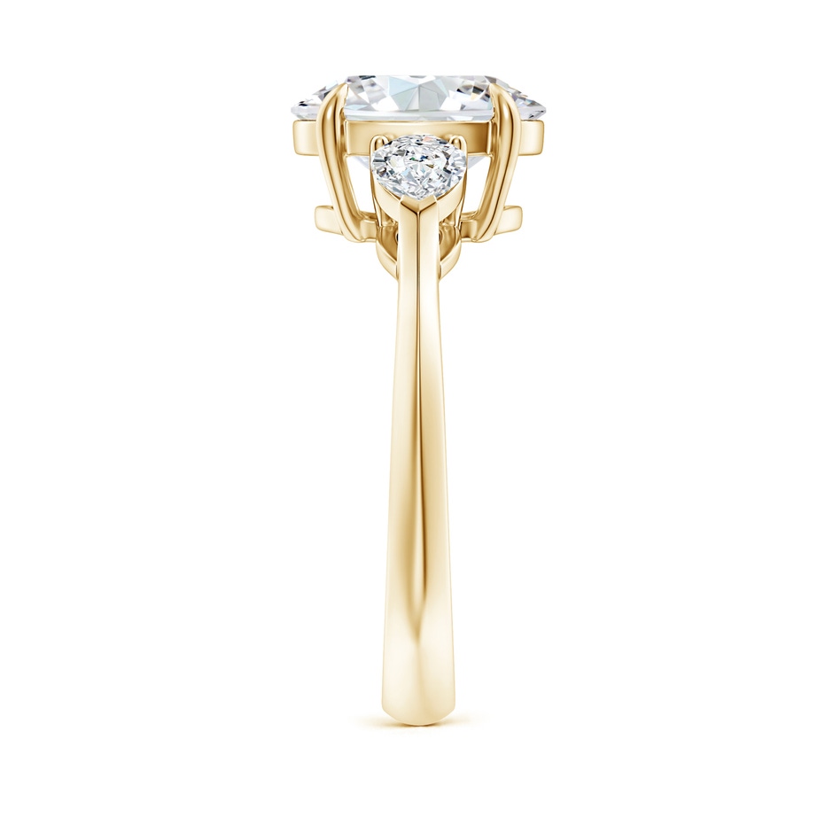 10x8mm FGVS Lag-Grown Oval Diamond and Pear Diamond Three Stone Engagement Ring in Yellow Gold side 299