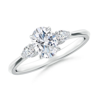 7x5mm FGVS Lag-Grown Oval Diamond and Pear Diamond Three Stone Engagement Ring in P950 Platinum