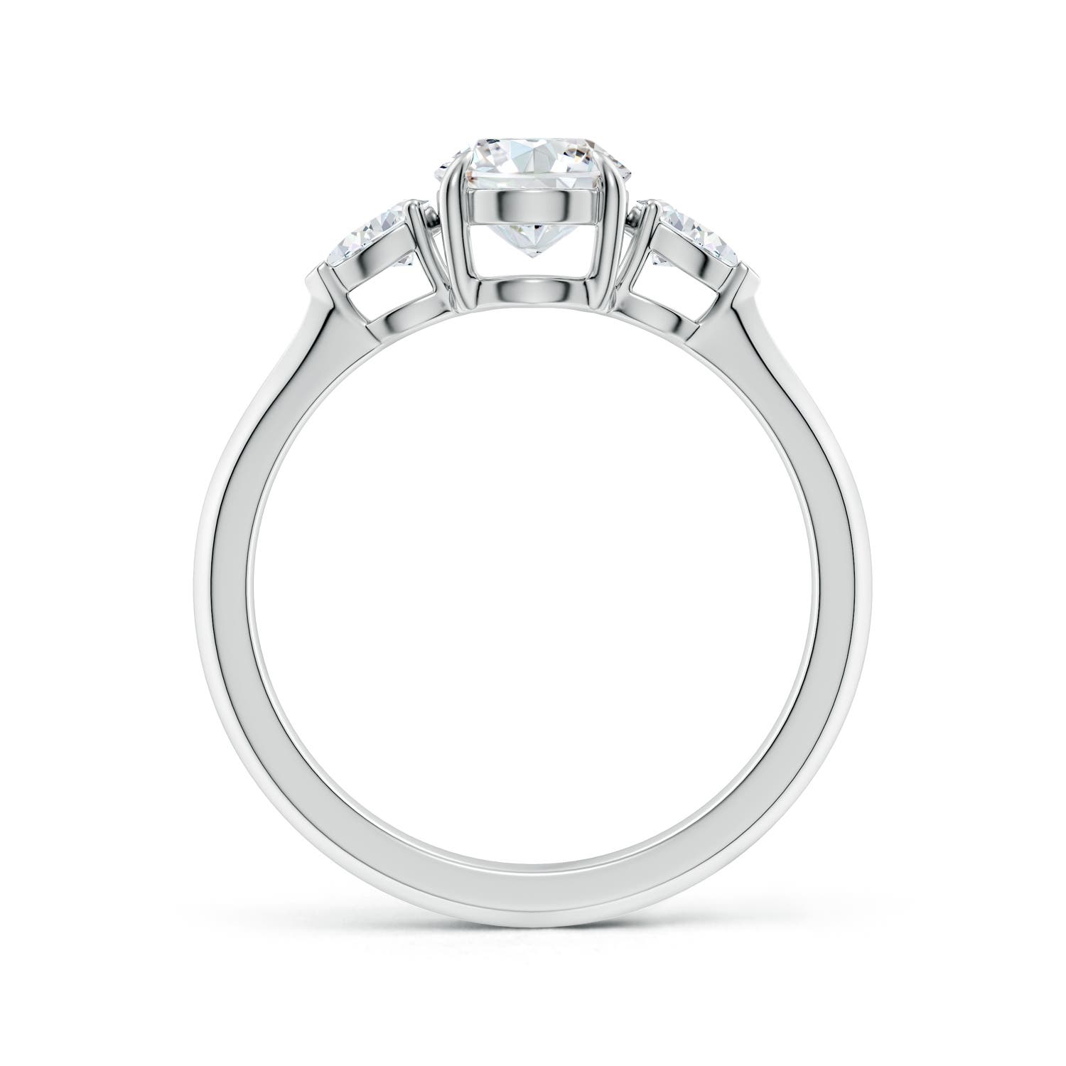 8x6mm FGVS Lag-Grown Oval Diamond and Pear Diamond Three Stone Engagement Ring in White Gold
