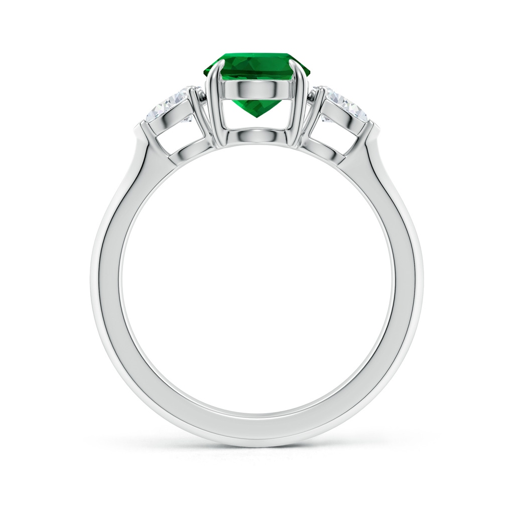 9x7mm Labgrown Lab-Grown Oval Emerald and Pear Diamond Three Stone Engagement Ring in White Gold Side 199
