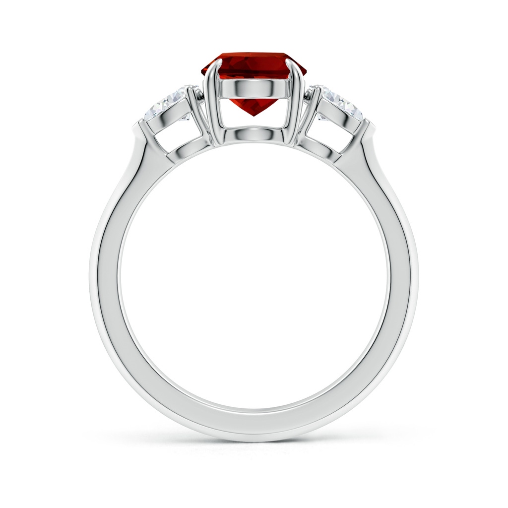 9x7mm Labgrown Lab-Grown Oval Ruby and Pear Diamond Three Stone Engagement Ring in White Gold Side 199