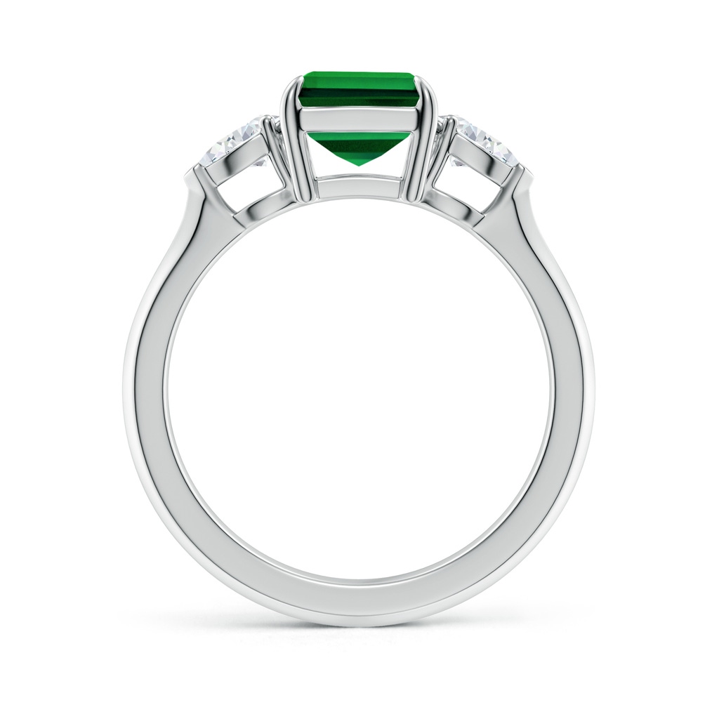 9x7mm Labgrown Lab-Grown Emerald-Cut Emerald and Pear Diamond Three Stone Engagement Ring in White Gold Side 199