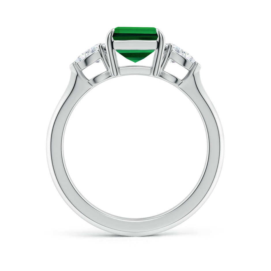 9x7mm Labgrown Lab-Grown Emerald-Cut Emerald and Pear Diamond Three Stone Engagement Ring in White Gold side 199