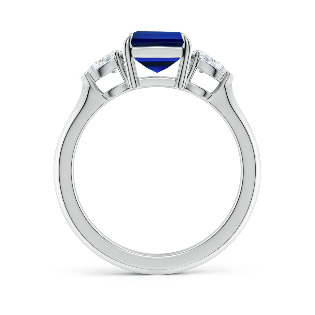 9x7mm Labgrown Lab-Grown Emerald-Cut Blue Sapphire and Pear Diamond Three Stone Engagement Ring in White Gold Side 199
