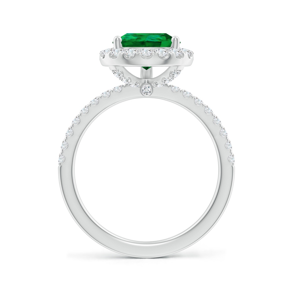 10x8mm Labgrown Lab-Grown Pear-Shaped Emerald Classic Halo Engagement Ring in P950 Platinum - side 199