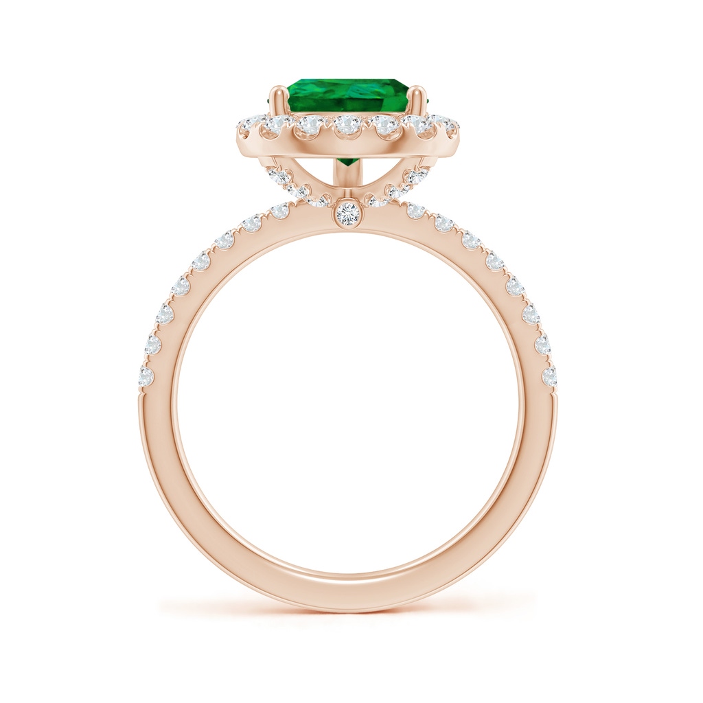 10x8mm Labgrown Lab-Grown Pear-Shaped Emerald Classic Halo Engagement Ring in Rose Gold - side 199