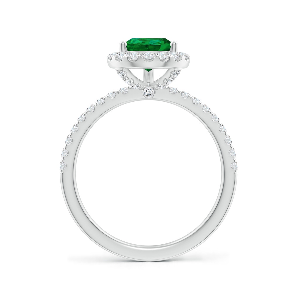 9x7mm Labgrown Lab-Grown Pear-Shaped Emerald Classic Halo Engagement Ring in White Gold - side 199