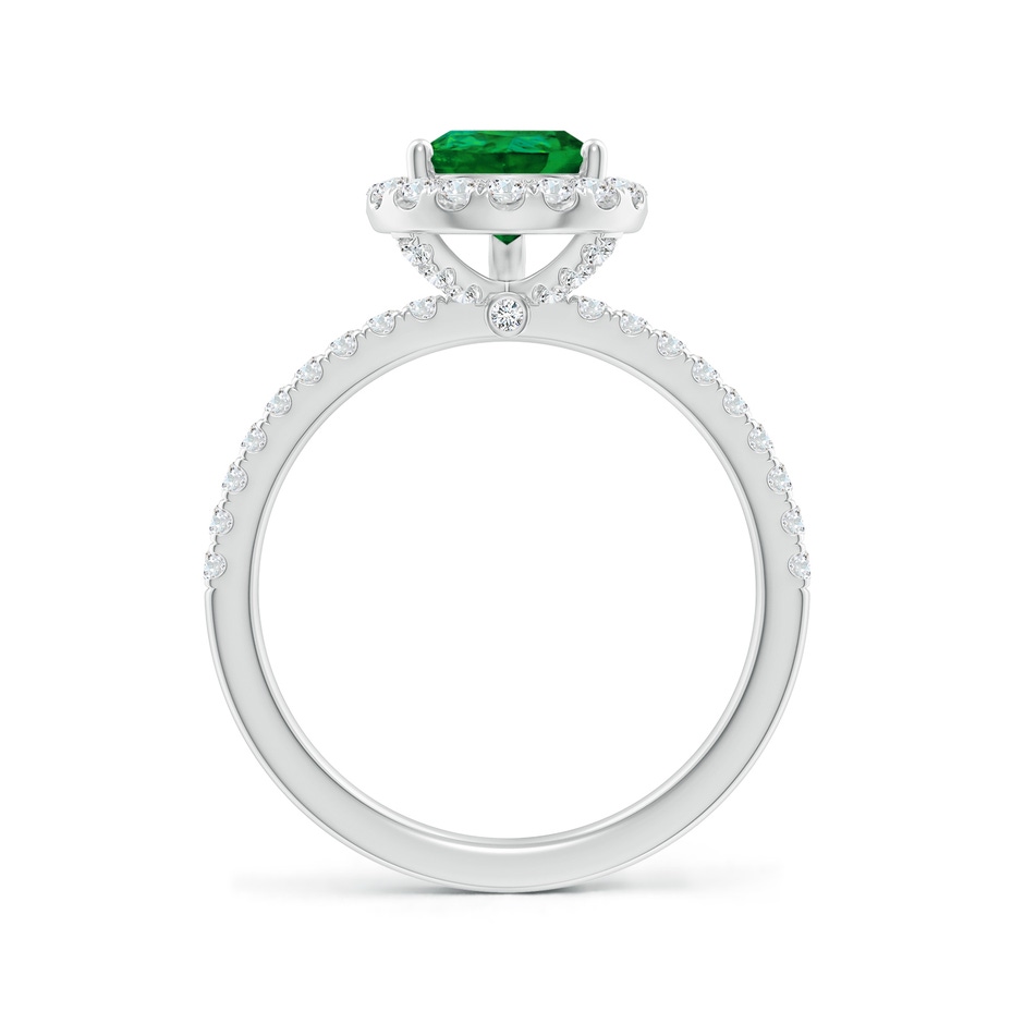 9x7mm Labgrown Lab-Grown Pear-Shaped Emerald Classic Halo Engagement Ring in White Gold side 199