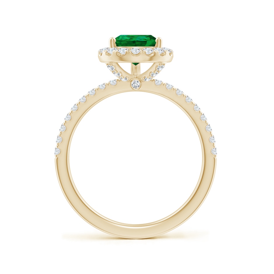9x7mm Labgrown Lab-Grown Pear-Shaped Emerald Classic Halo Engagement Ring in Yellow Gold side 199