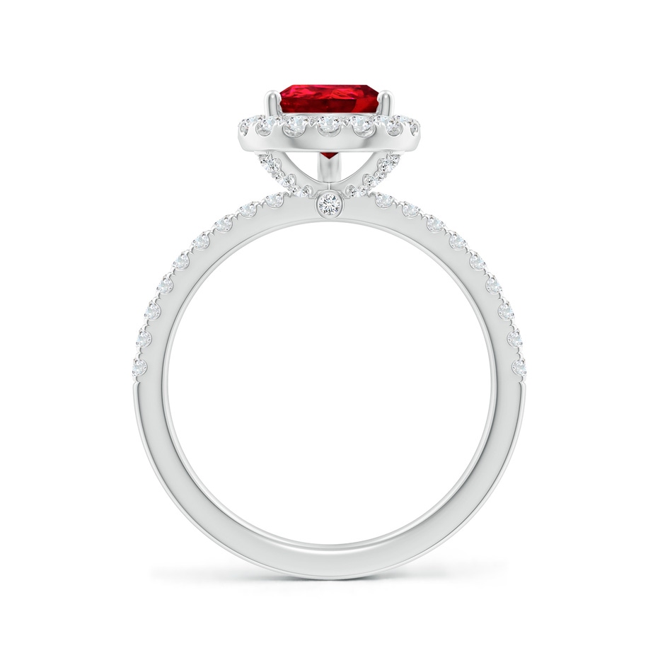 9x7mm Labgrown Lab-Grown Pear-Shaped Ruby Classic Halo Engagement Ring in White Gold side 199