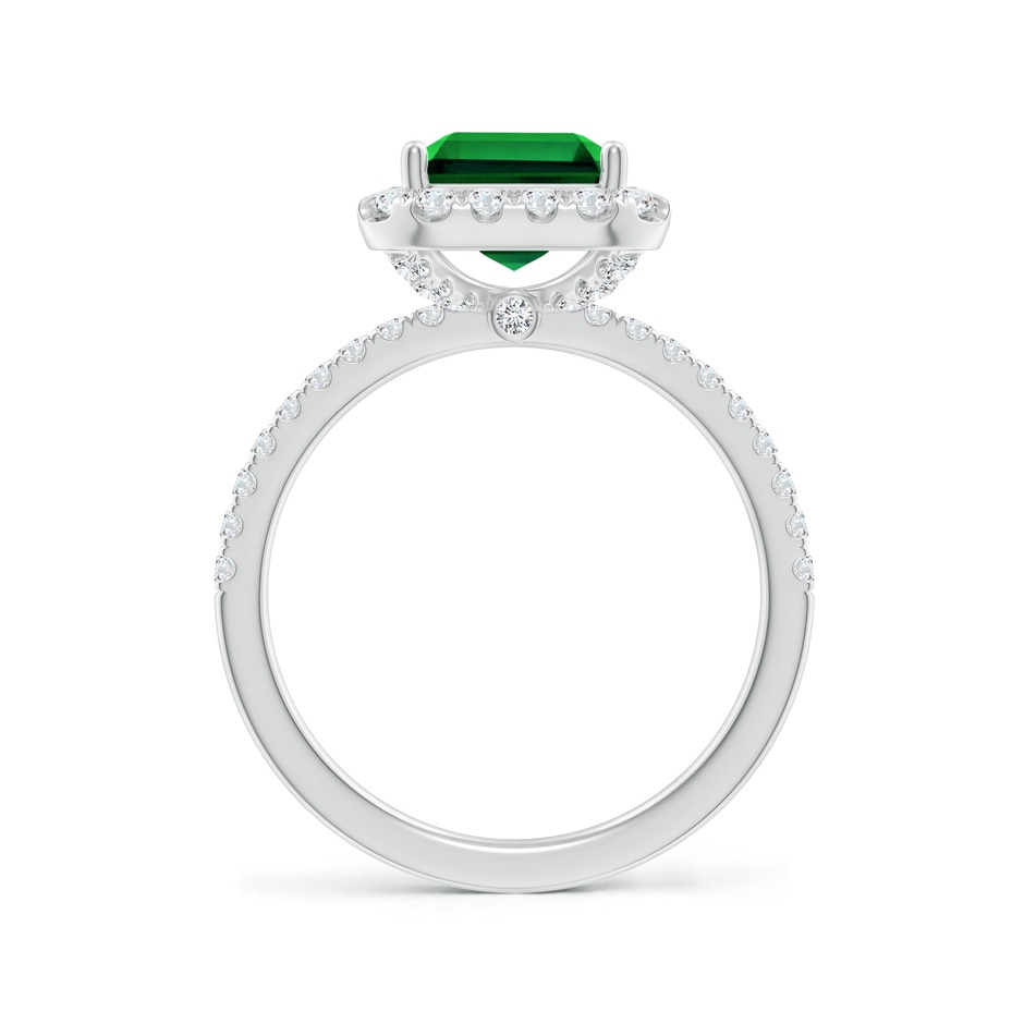 10x8mm Labgrown Lab-Grown Emerald-Cut Emerald Classic Halo Engagement Ring in 18K White Gold side 199