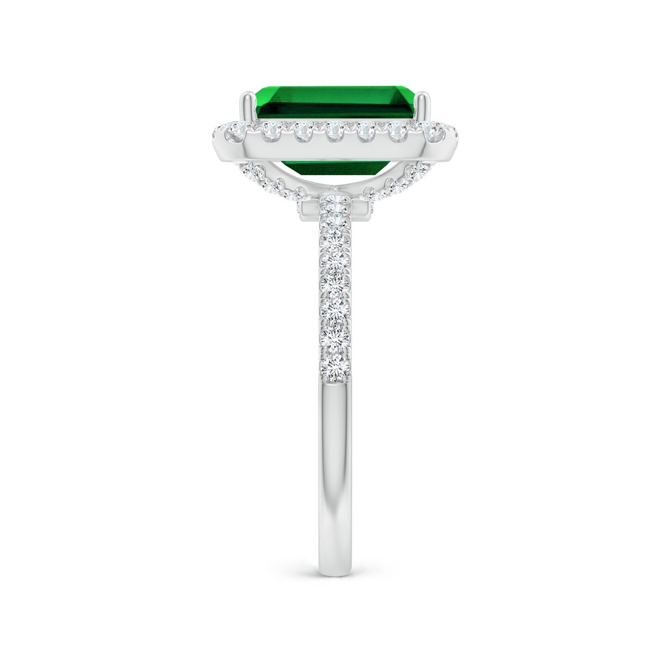 10x8mm Labgrown Lab-Grown Emerald-Cut Emerald Classic Halo Engagement Ring in 18K White Gold side 299
