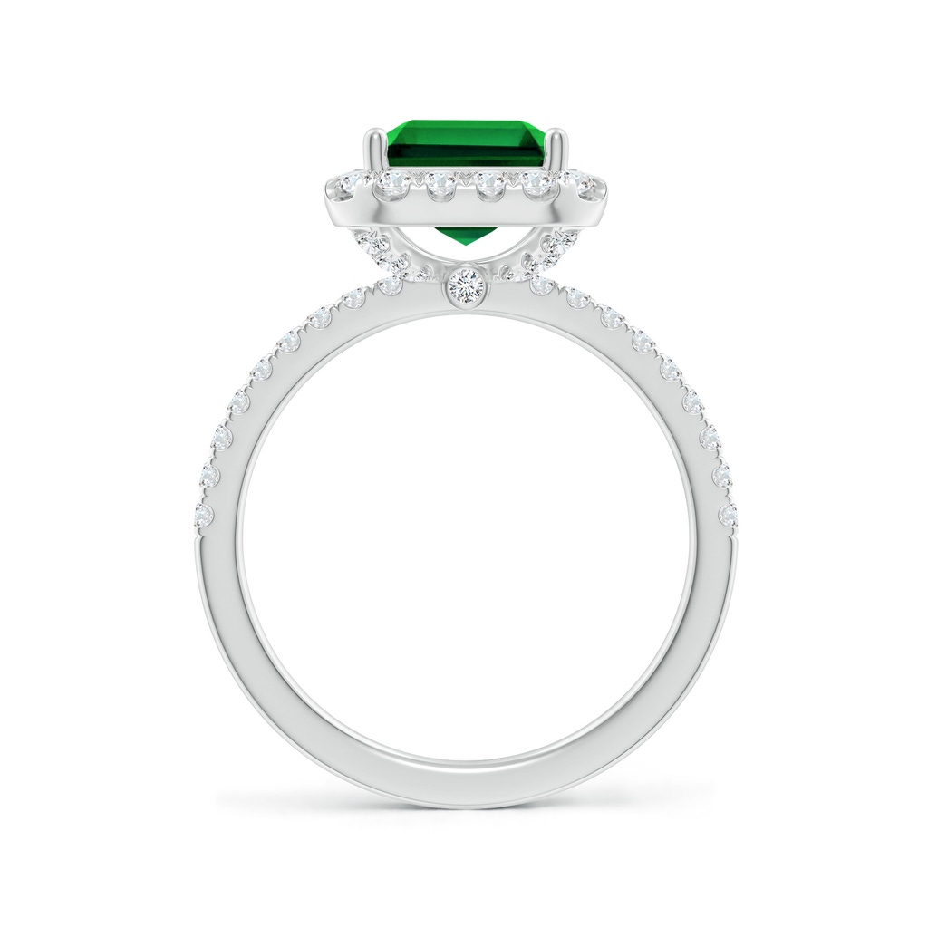 10x8mm Labgrown Lab-Grown Emerald-Cut Emerald Classic Halo Engagement Ring in P950 Platinum - side 199
