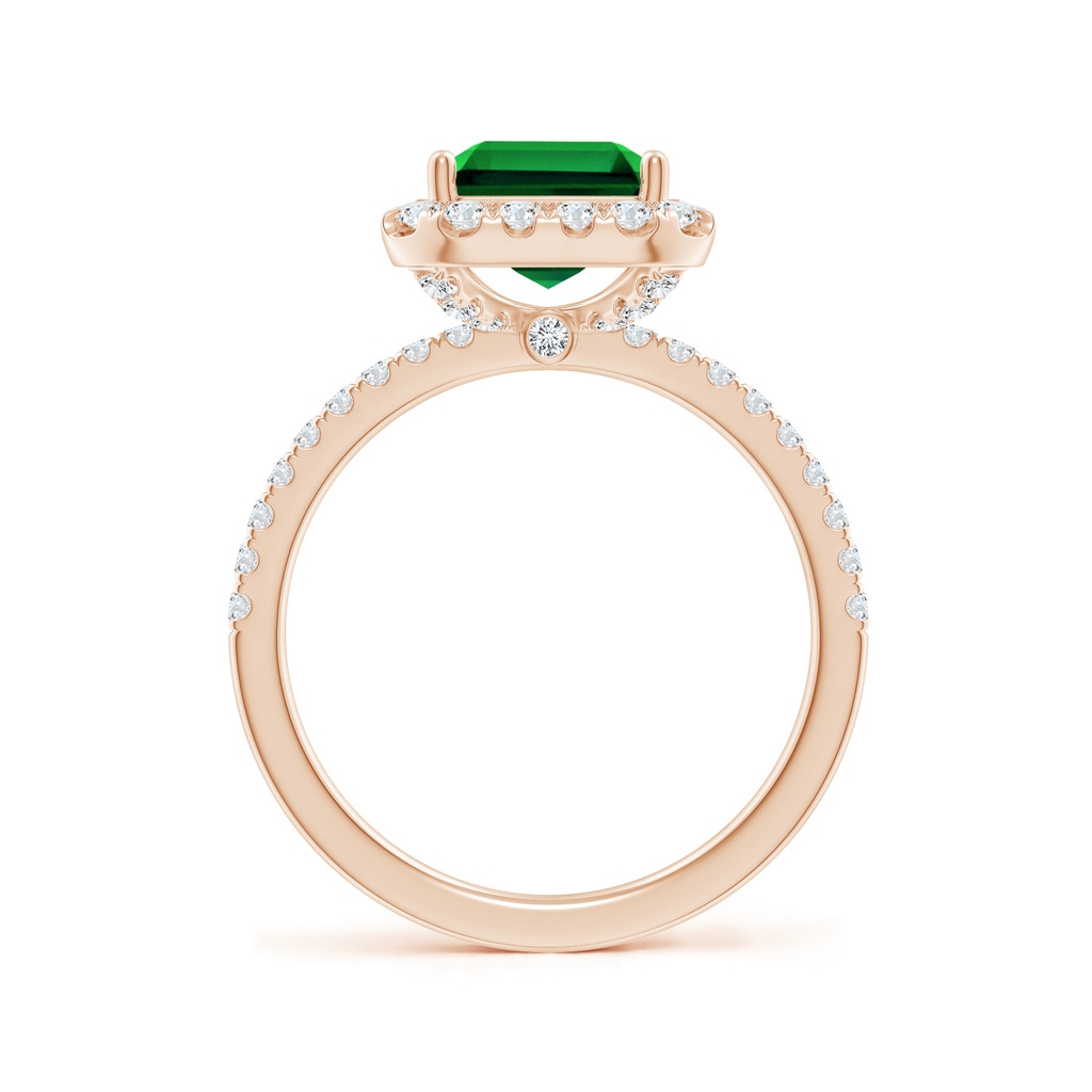 10x8mm Labgrown Lab-Grown Emerald-Cut Emerald Classic Halo Engagement Ring in Rose Gold - side 199