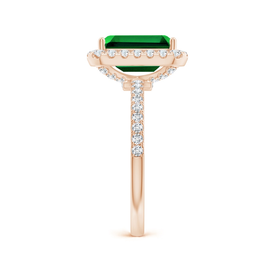 10x8mm Labgrown Lab-Grown Emerald-Cut Emerald Classic Halo Engagement Ring in Rose Gold side 299