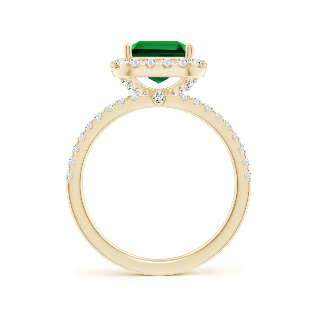 10x8mm Labgrown Lab-Grown Emerald-Cut Emerald Classic Halo Engagement Ring in Yellow Gold - side 199