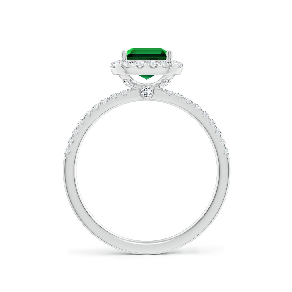 8x6mm Labgrown Lab-Grown Emerald-Cut Emerald Classic Halo Engagement Ring in White Gold - side 199