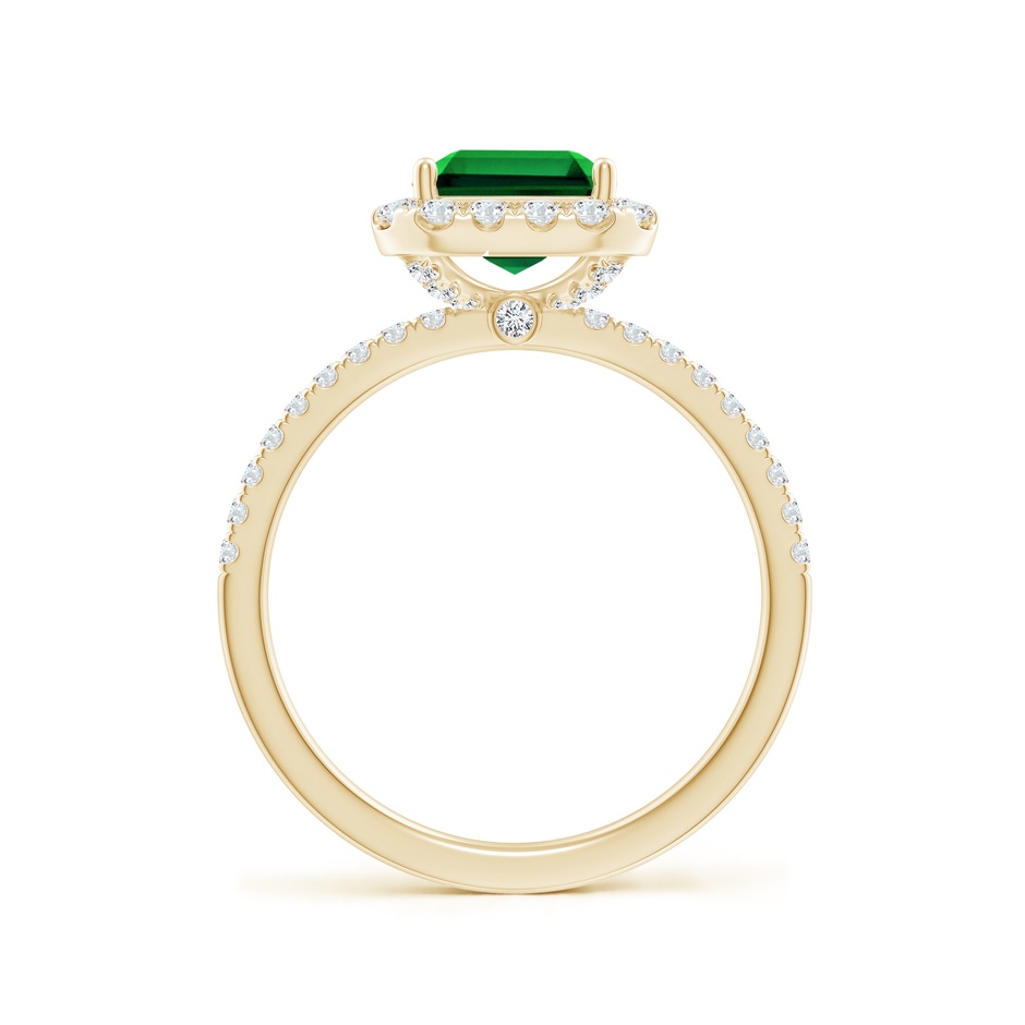9x7mm Labgrown Lab-Grown Emerald-Cut Emerald Classic Halo Engagement Ring in 18K Yellow Gold side 199