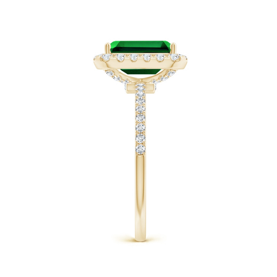 9x7mm Labgrown Lab-Grown Emerald-Cut Emerald Classic Halo Engagement Ring in 18K Yellow Gold side 299