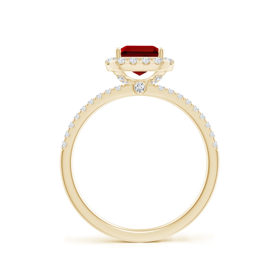 8x6mm Labgrown Lab-Grown Emerald-Cut Ruby Classic Halo Engagement Ring in Yellow Gold side 199