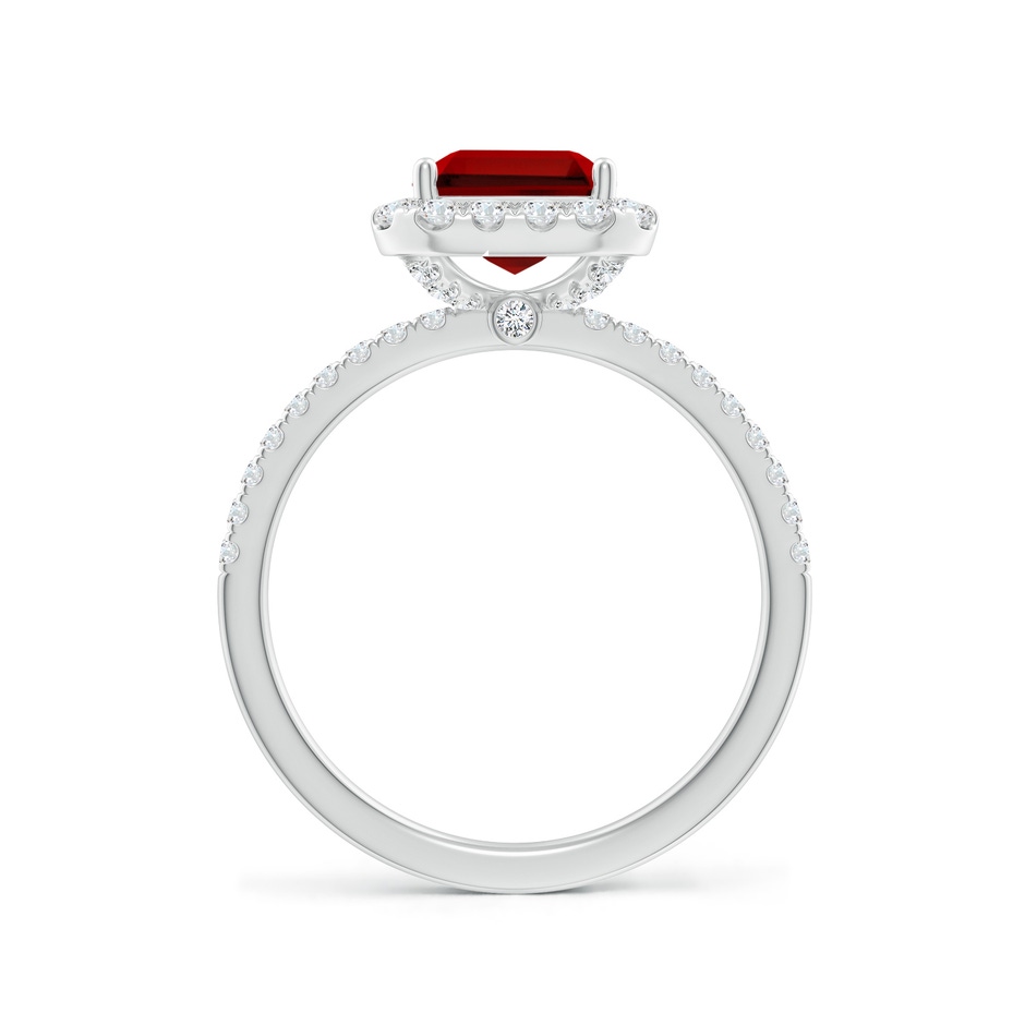 9x7mm Labgrown Lab-Grown Emerald-Cut Ruby Classic Halo Engagement Ring in White Gold side 199