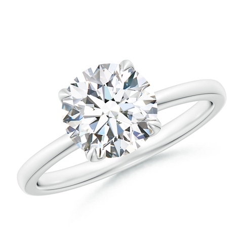 8mm FGVS Solitaire Round Claw-Set Lab-Grown Diamond Classic Engagement Ring in 18K White Gold