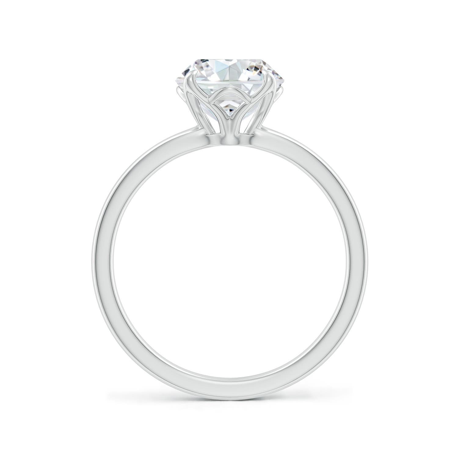 8mm FGVS Solitaire Round Claw-Set Lab-Grown Diamond Classic Engagement Ring in 18K White Gold