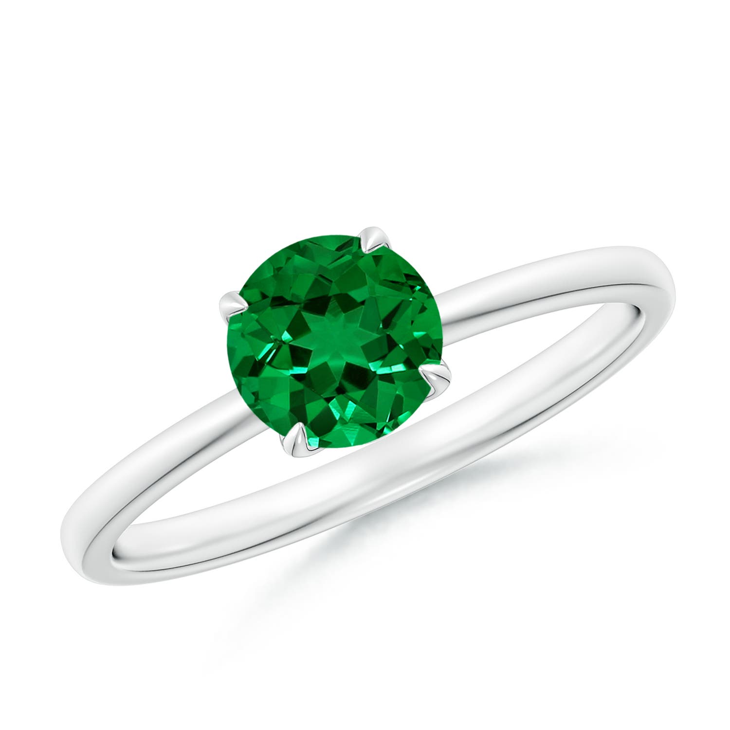 6mm Labgrown Lab-Grown Solitaire Round Emerald Classic Engagement Ring in White Gold