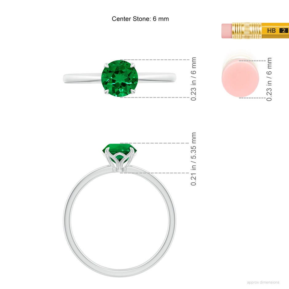 6mm Labgrown Lab-Grown Solitaire Round Emerald Classic Engagement Ring in White Gold ruler