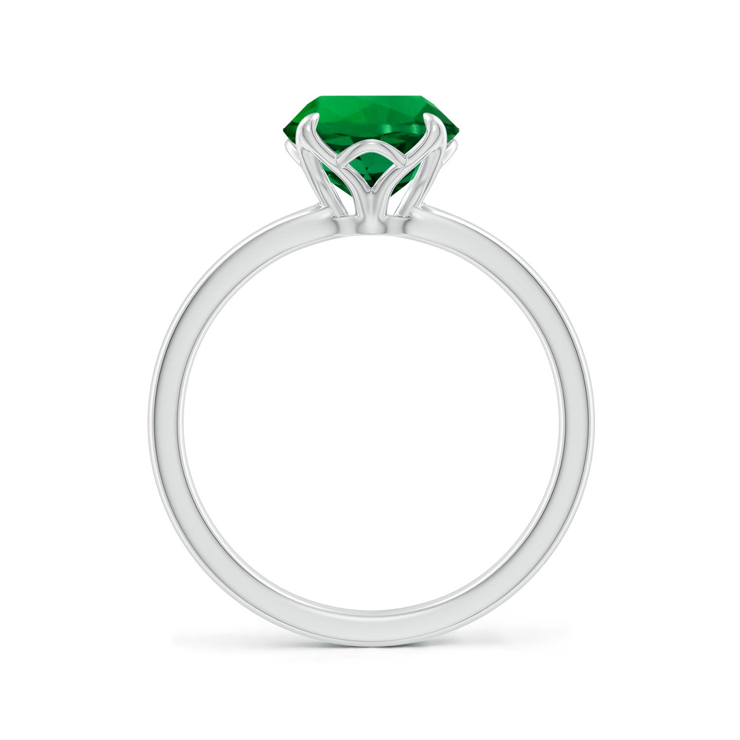 8mm Labgrown Lab-Grown Solitaire Round Emerald Classic Engagement Ring in 18K White Gold