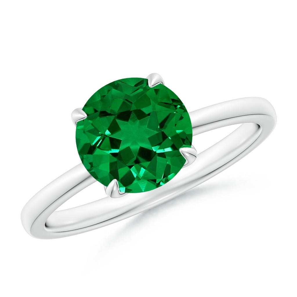 8mm Labgrown Lab-Grown Solitaire Round Emerald Classic Engagement Ring in White Gold