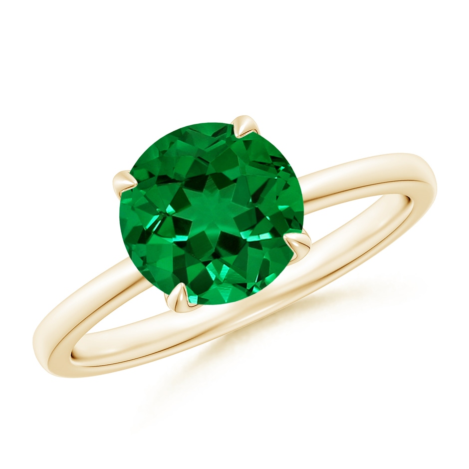 8mm Labgrown Lab-Grown Solitaire Round Emerald Classic Engagement Ring in Yellow Gold 