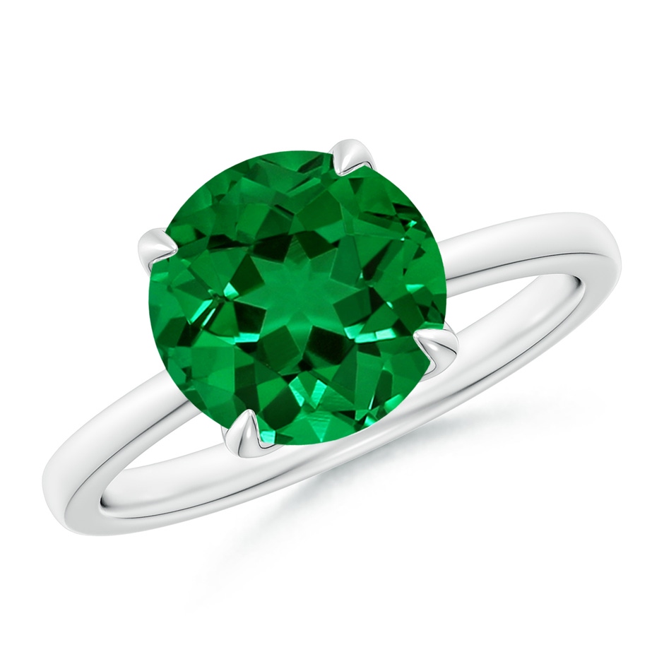 9mm Labgrown Lab-Grown Solitaire Round Emerald Classic Engagement Ring in White Gold 