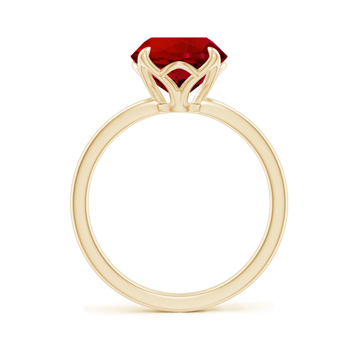 9mm Labgrown Lab-Grown Solitaire Round Ruby Classic Engagement Ring in Yellow Gold - side 2