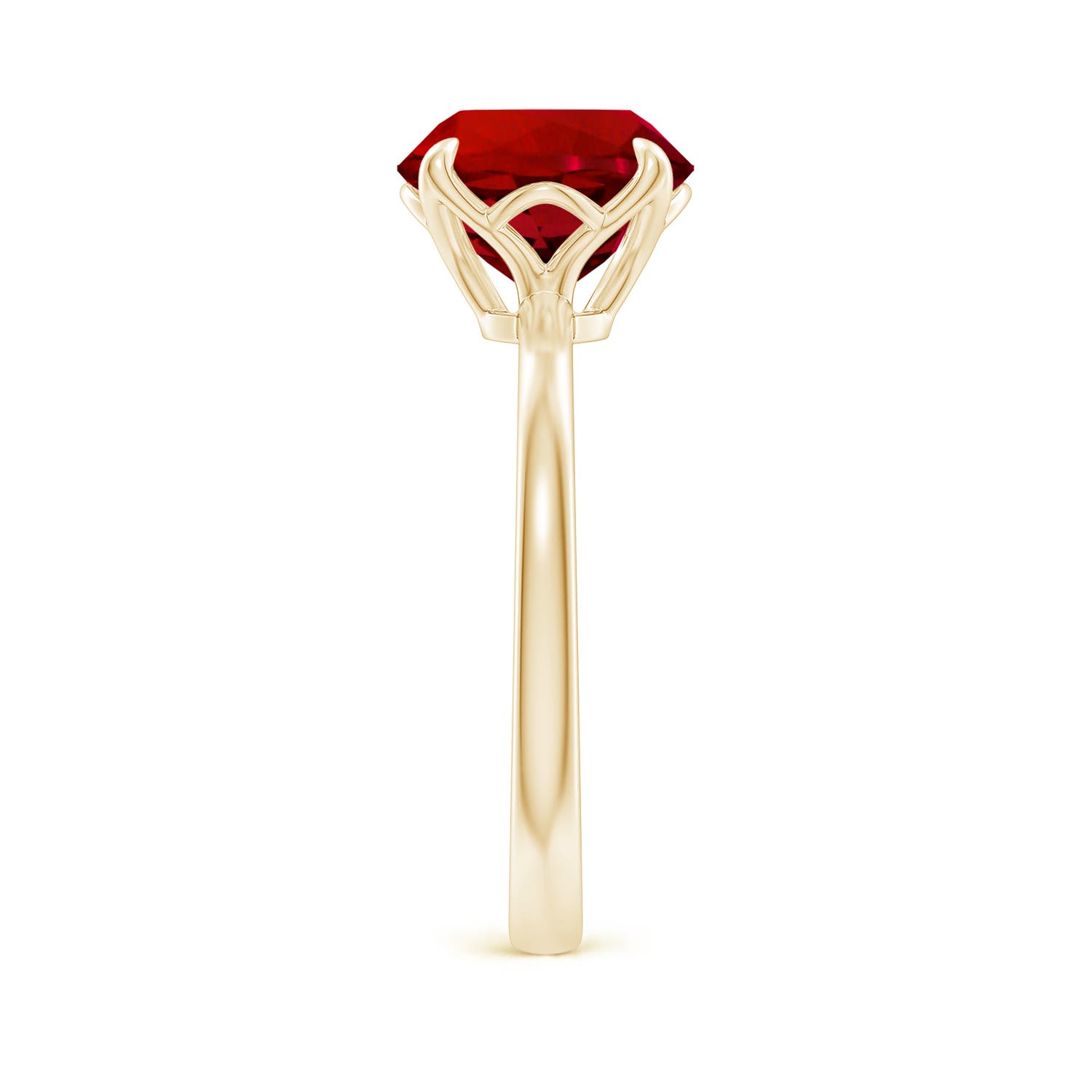 9mm Labgrown Lab-Grown Solitaire Round Ruby Classic Engagement Ring in Yellow Gold - side 3