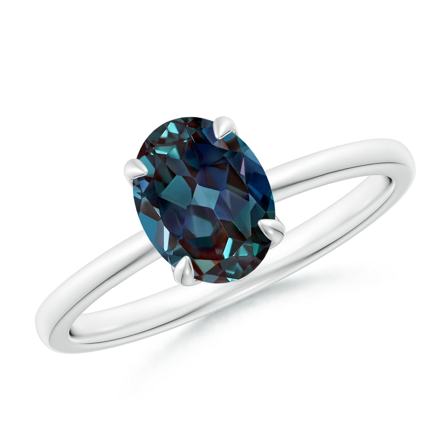 8x6mm Labgrown Solitaire Oval Lab-Grown Alexandrite Classic Ring in White Gold - main