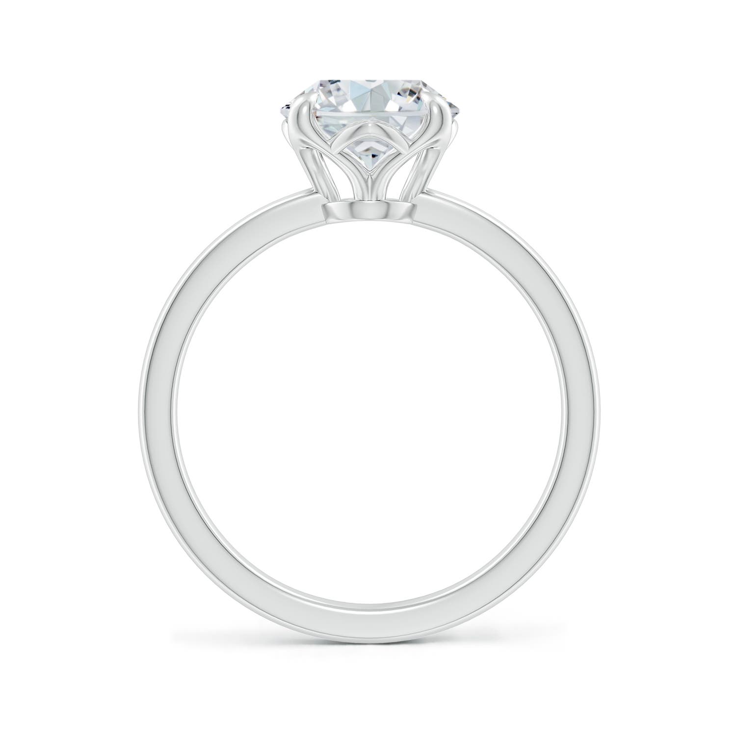 10x8mm FGVS Solitaire Oval Claw-Set Lab-Grown Diamond Classic Engagement Ring in 18K White Gold