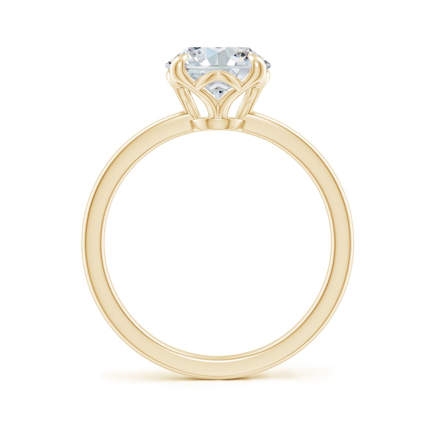 10x8mm FGVS Solitaire Oval Claw-Set Lab-Grown Diamond Classic Engagement Ring in 18K Yellow Gold - side 3