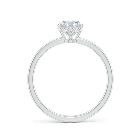8x6mm FGVS Solitaire Oval Claw-Set Lab-Grown Diamond Classic Engagement Ring in 18K White Gold