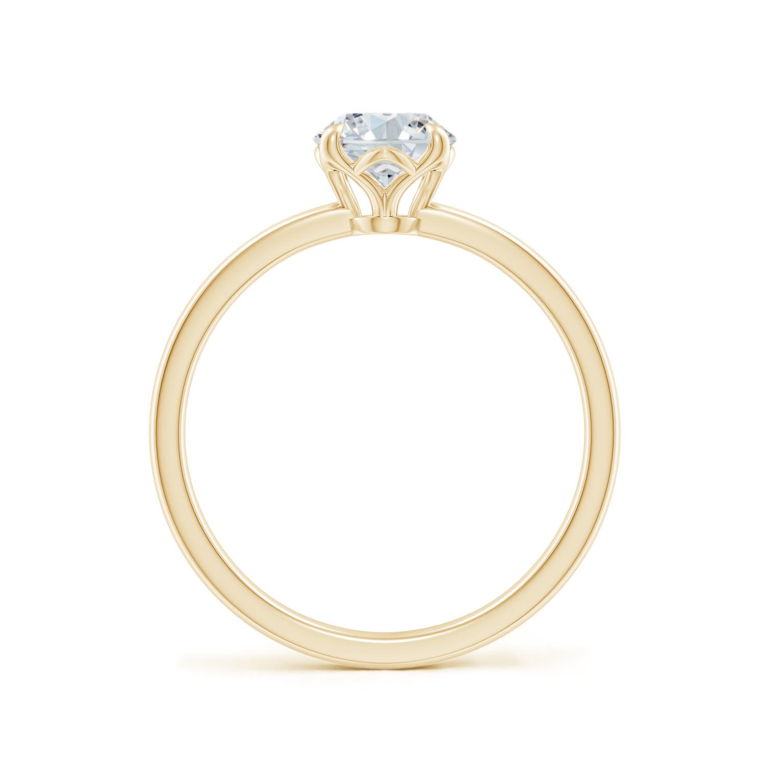 8x6mm FGVS Solitaire Oval Claw-Set Lab-Grown Diamond Classic Engagement Ring in 18K Yellow Gold