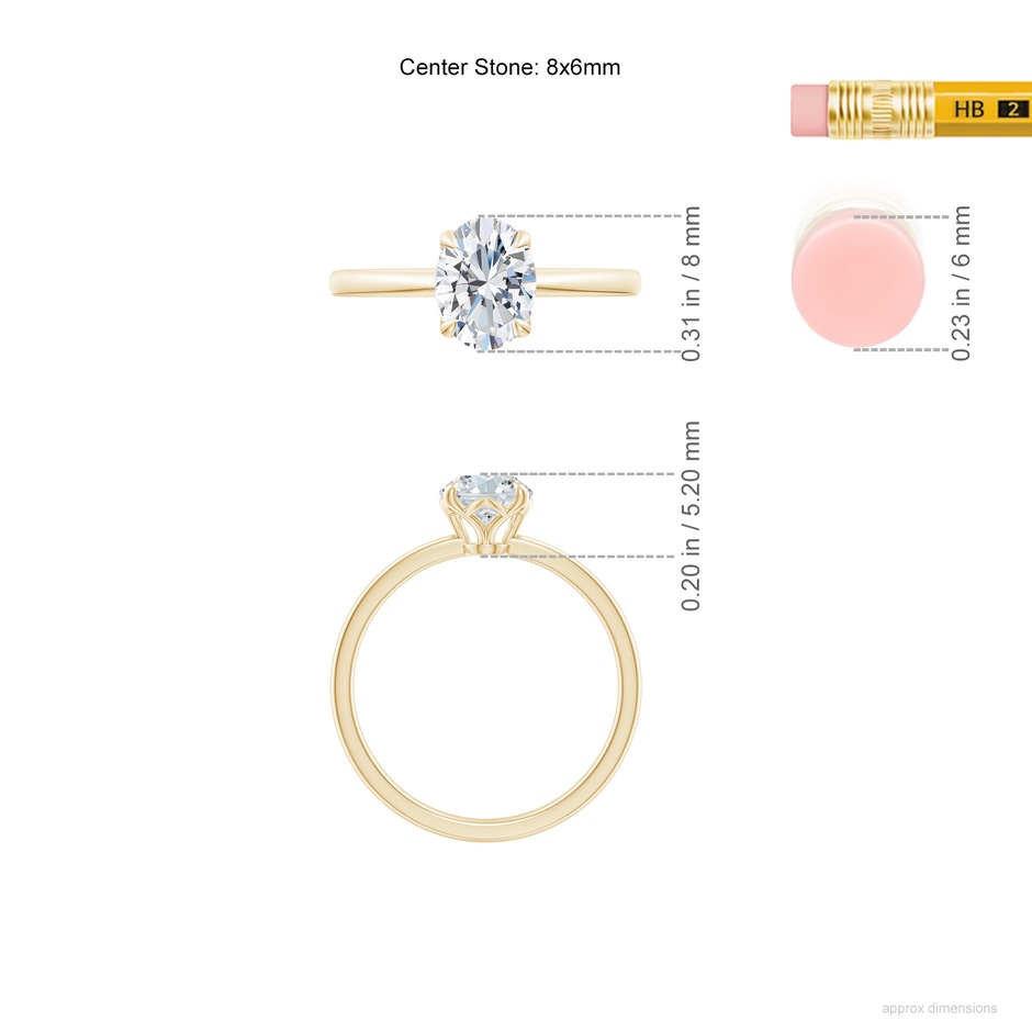 8x6mm FGVS LSR4521D-YG-FGVS-8x6 in Yellow Gold ruler