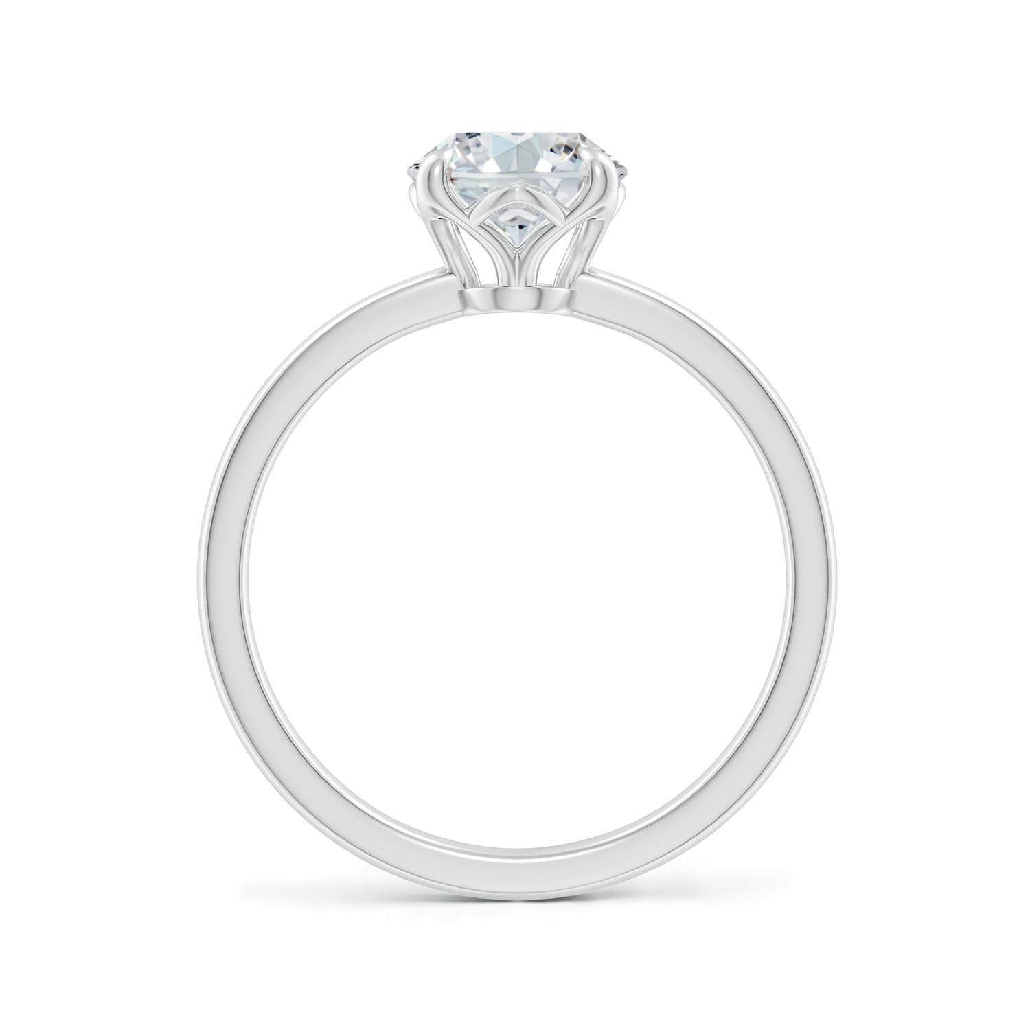 9x7mm FGVS Solitaire Oval Claw-Set Lab-Grown Diamond Classic Engagement Ring in White Gold - side 3
